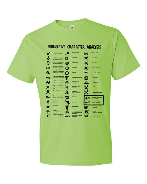 Subjective Character Analysis Code Sheet, Short sleeve T-Shirt