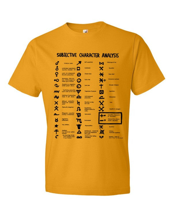 Subjective Character Analysis Code Sheet, Short sleeve T-Shirt