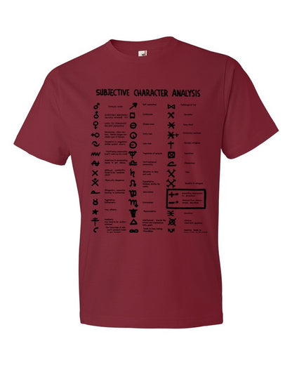 Subjective Character Analysis Code Sheet, Short sleeve T-Shirt