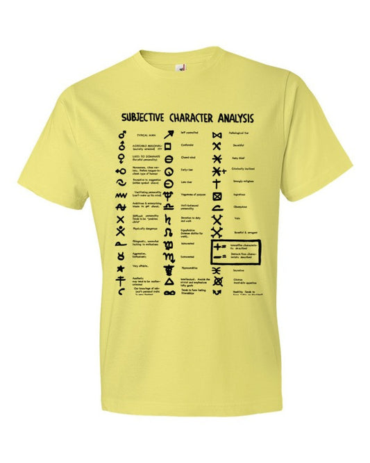 Subjective Character Analysis Code Sheet, Short sleeve T-Shirt