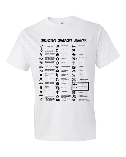 Subjective Character Analysis Code Sheet, Short sleeve T-Shirt